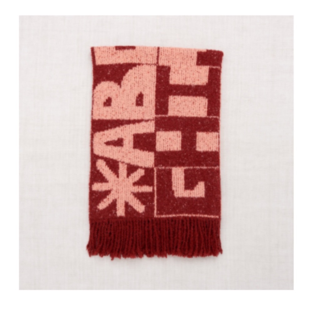 EUC Misha & Puff Alphabet Bouncle Blanket in Cranberry OS